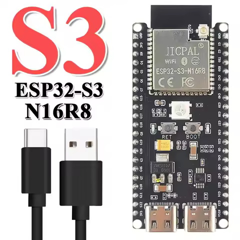 ESP32-S3-DevKitC-1 Development Board BT 2.4G Wifi Module for Arduino 8MB PSRAM 16MB FLASH N16R8 42PIN CH340C Type-C ESP32 S3