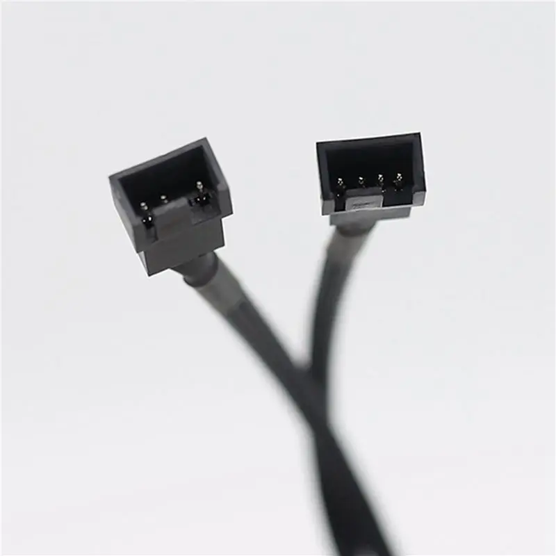Efficient 5X 1 To 2 Way Braided Cable Y Splitter 3/4 Pin PWM Male Connector Fan Computer PC Fan Extension Adapter Cable