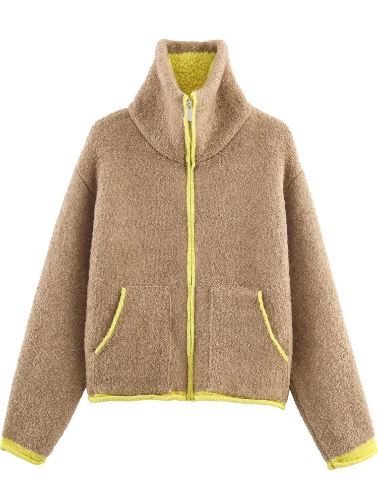 فضفاضة تناسب اللون بلو محبوك الطيار Jaet المرأة لباس غير رسمي شتاء 2025 وصول جديد مريح للتنفس طويل Sve