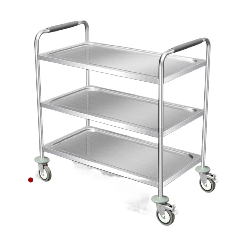 Hotel restaurant equipment stainless steel food serving hand trolley utility cart