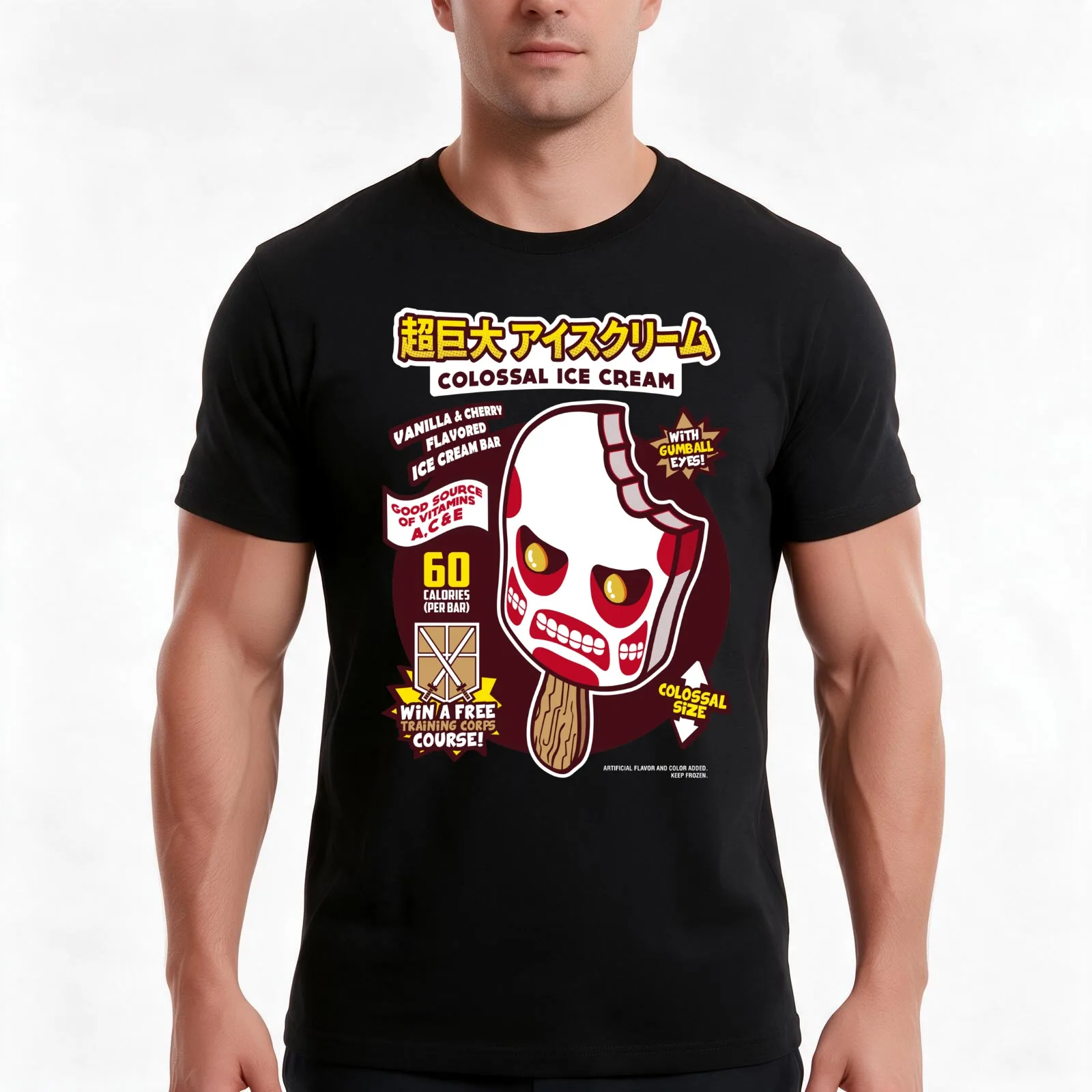 Colossal Ice Cream T-Shirt, Summer Casual Cotton Tee, Oversized Streetwear Tops, Vintage Graphic Print, Loose Fit Short Sleeve