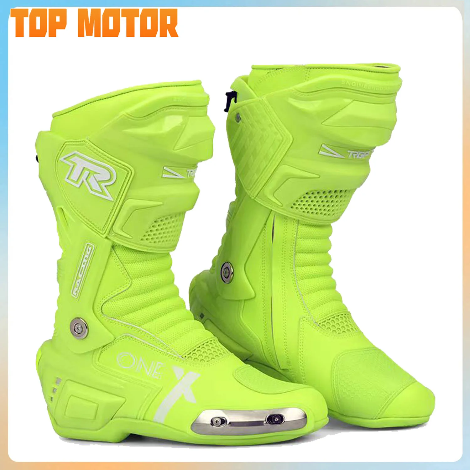 Original Tiger X-one Motorcycle Boot Metal Anti-collision Green Men Boot ATV Track Racing Botas Motocross Zapatone Activity Axis