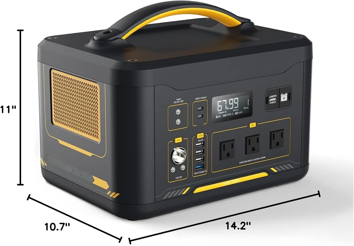 1500X Portable Power Station 1500W (3000W Peak), 828Wh LiFePO4 (LFP) Battery Powered Generator with Expandable Capacity