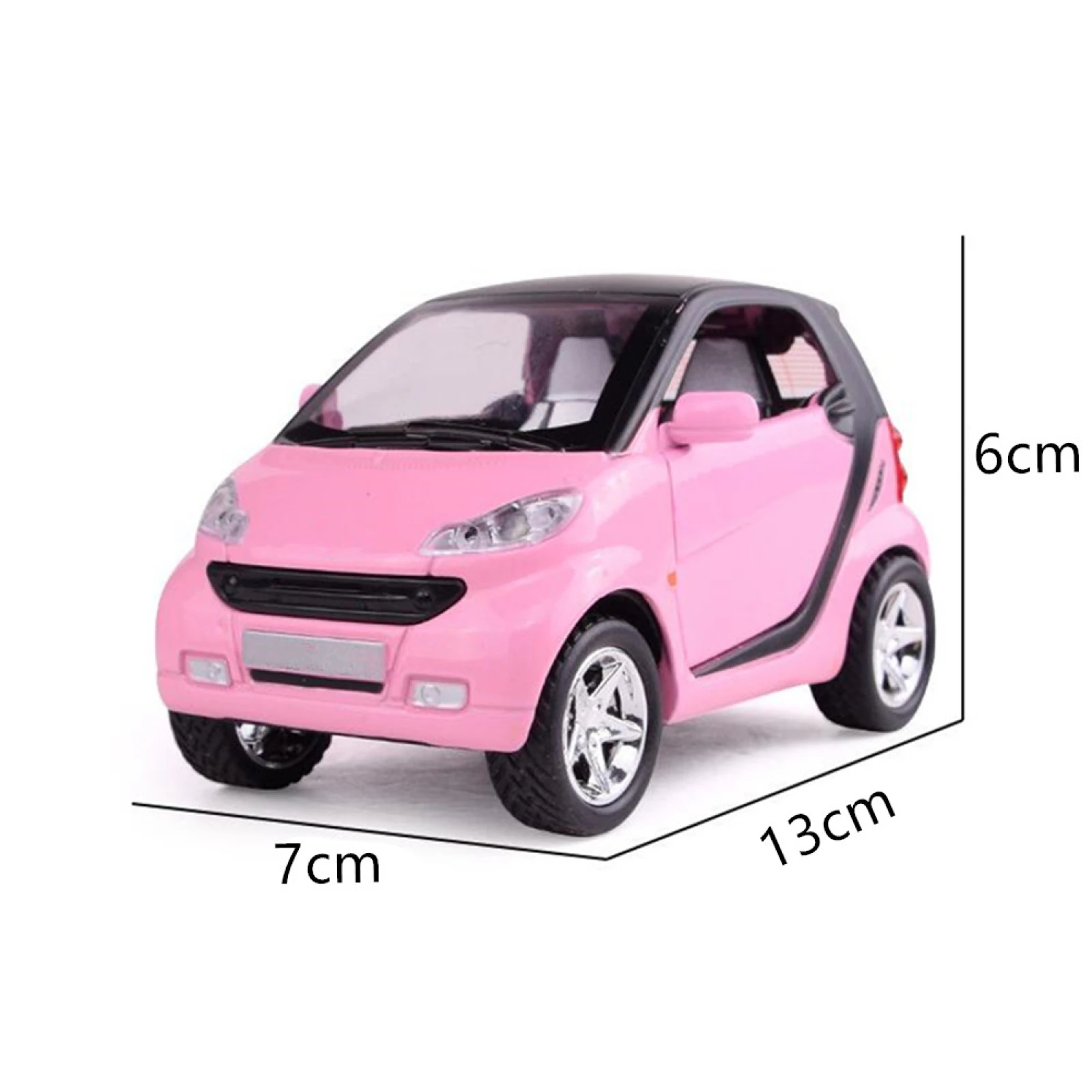 Rosa puxar para trás carro diecast modelo de carro brinquedo colecionável para 1/32 escala smart fortwo aniversário natal presente ano novo