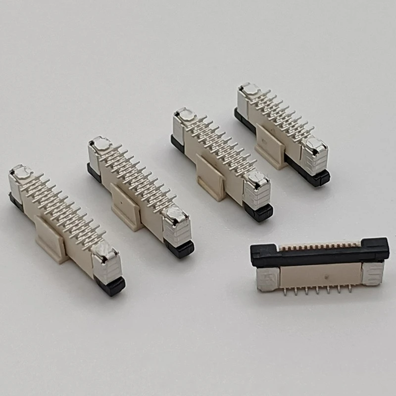 50Pcs.lot FPC/FFC flexible cable socket 0.5mm pitch 4P/5P/10-30P with lock vertical patch cross dislocation foot