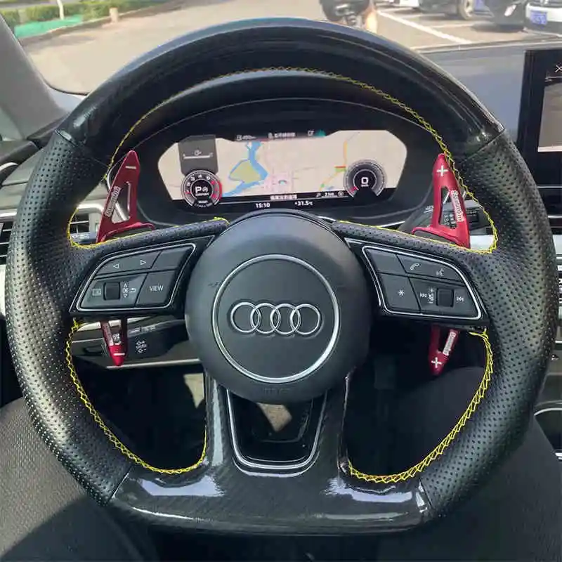 

For Audi A6L Steering Wheel Cover Genuine Leather A4L A3 A5 A7 A8 Q3 Q5L Hand-sewn Custom Car Steering Wheel Braid Cover