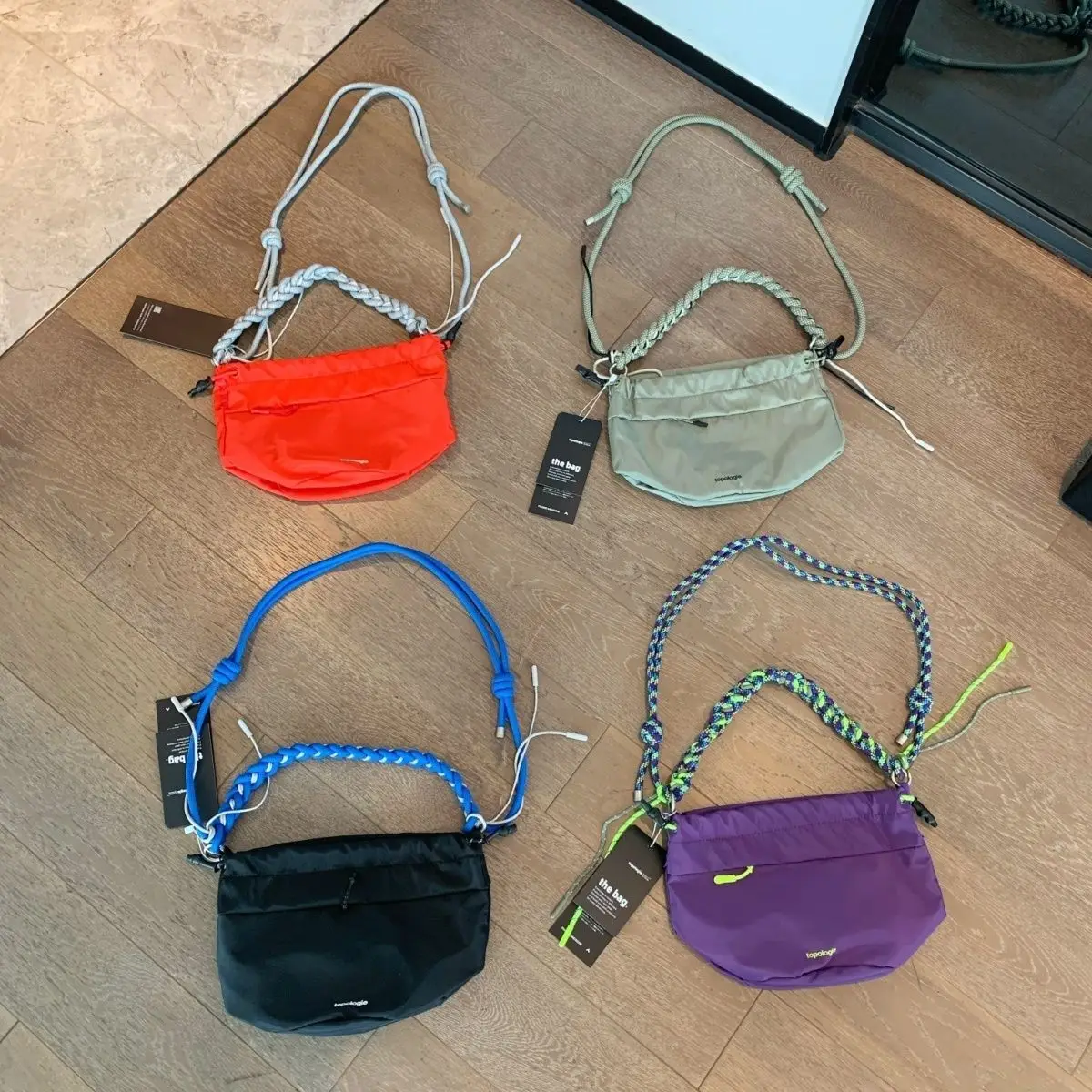 New Reversible Drawstring Bucket Bag Adjustable Strap Crossbody Shoulder Mini Outdoor Cosmetic Purse Travel Sling Daypack