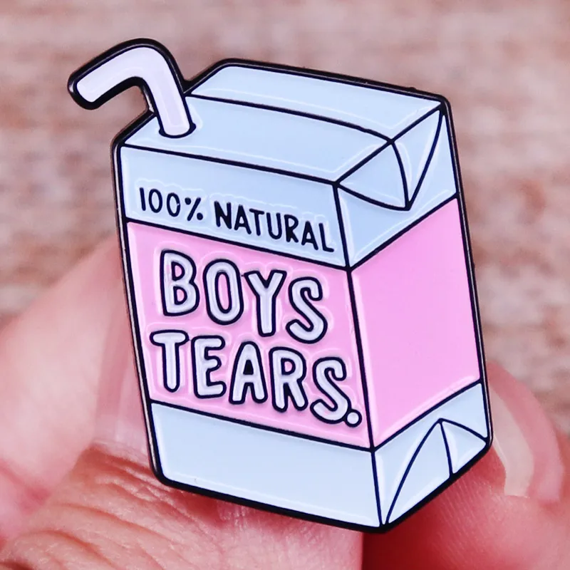 Boys Tears Juice Box Enamel Pins Backpack Lapel Pin Shirt Bag Badge Jewelry Gift for Friends