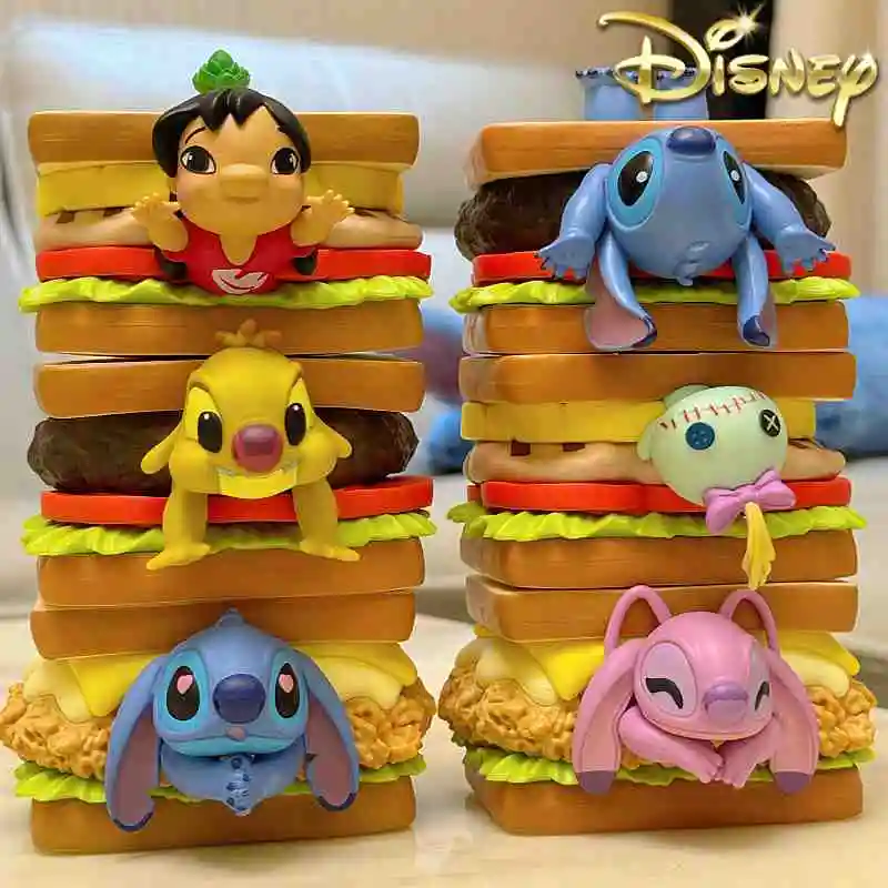 Original Disney Stitch Sandwich Series Box Fashion Player Kawaii Anime Figure Model Decoration Collection Toys Birthday Gifts