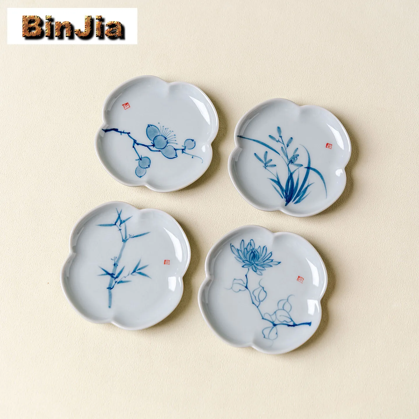 

Ручная роспись сливовая орхидея бамбуковая хризантема подставки ретро кружка тарелка для кофейных чашек блюдце противоожоговые салфетки подстаканник