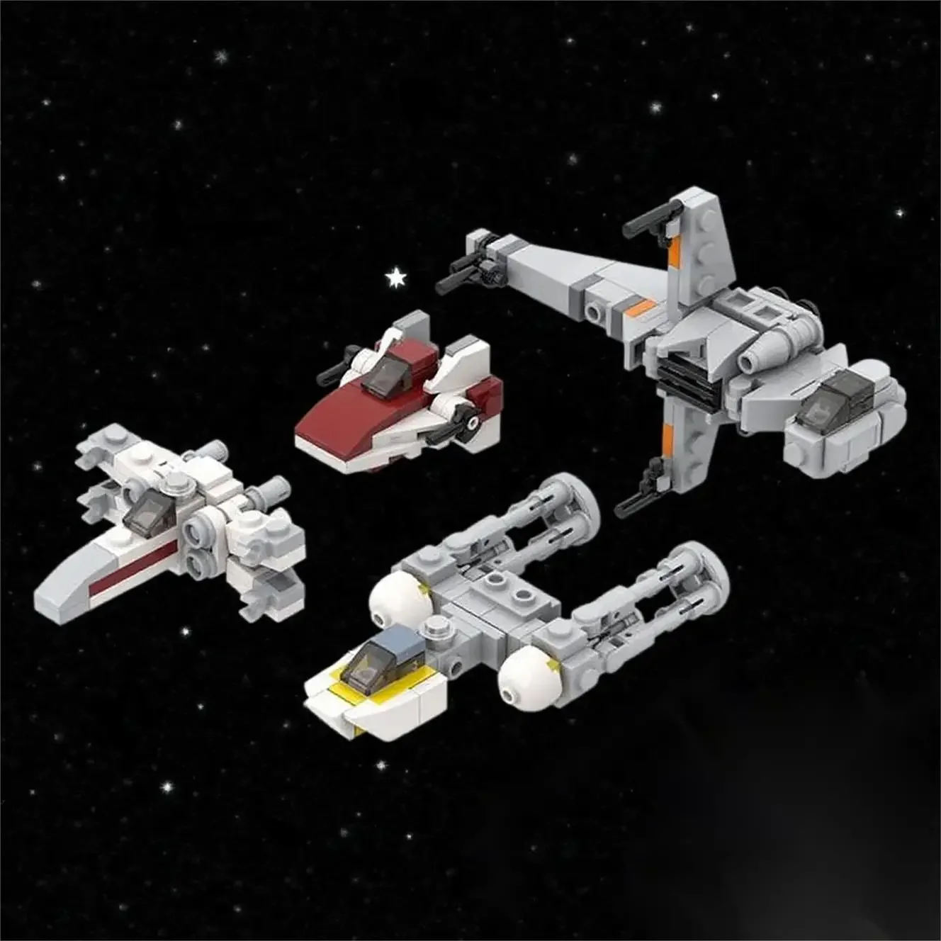 Klocki konstrukcyjne MOC Zabawka Klasyczna Seria Filmowa Kosmiczna Scena Myśliwiec Planeta Symulacja Wojna Robot Bojowy Dekoracja Biurka DIY