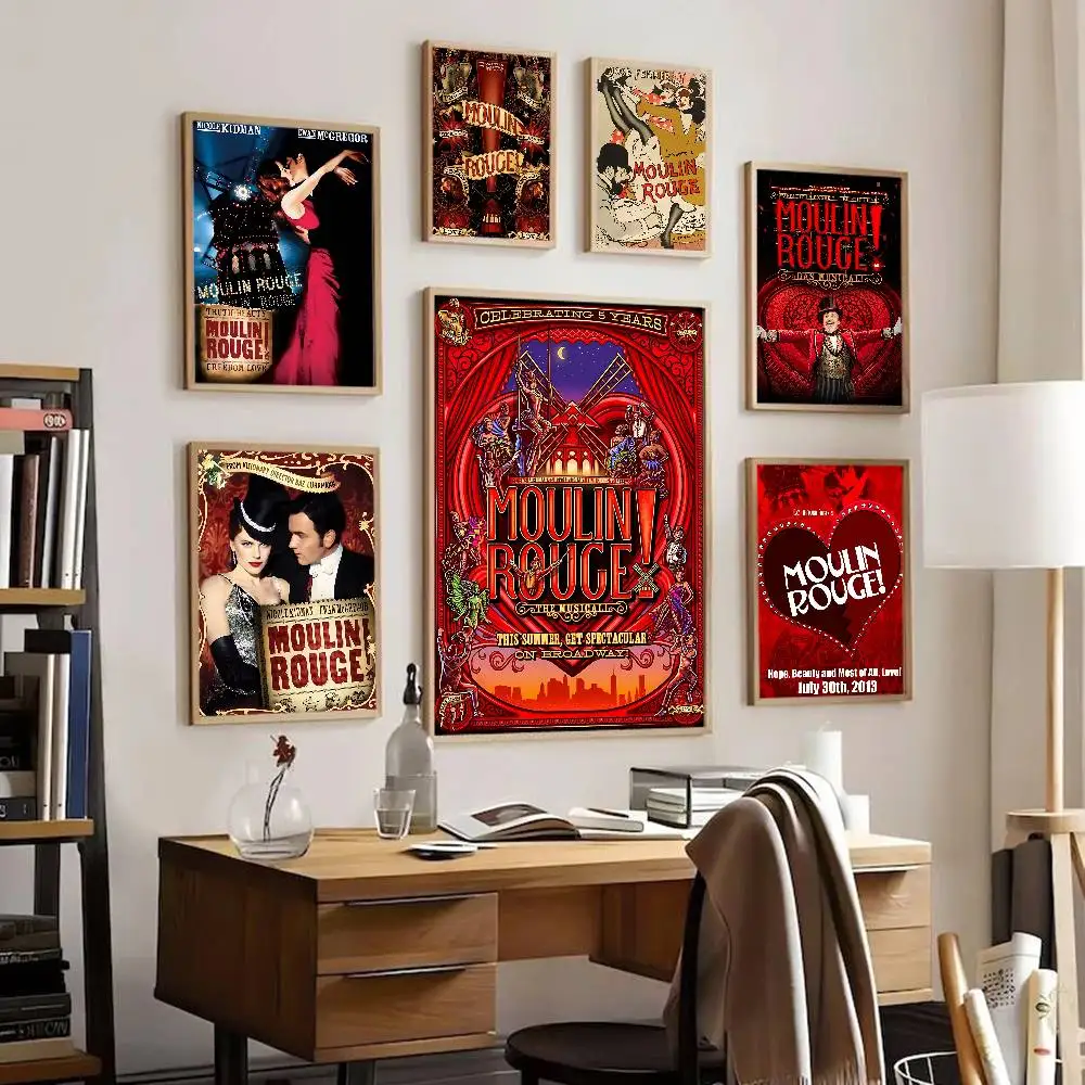 Classic Movie M-Moulin Rouge Classic Vintage Posters Whitepaper Prints Posters Artwork Kawaii Room Decor