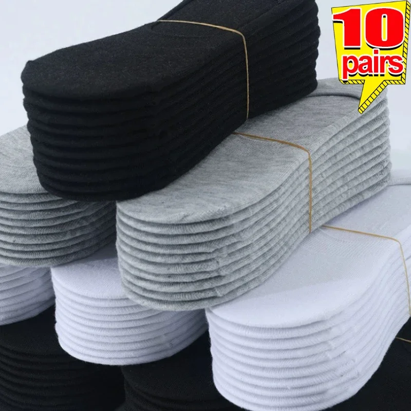 10 Pasang Kaus Kaki Tak Terlihat untuk Wanita & Pria, Katun Bernapas, Kaus Kaki Olahraga & Kapal Anti-Selip dalam Warna Solid