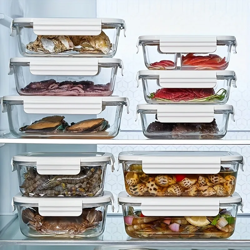10-Pack Airtight Food Storage Containers, Stackable Kitchen Organizers with Lids, Leakproof Meal Prep Containers for Fridge