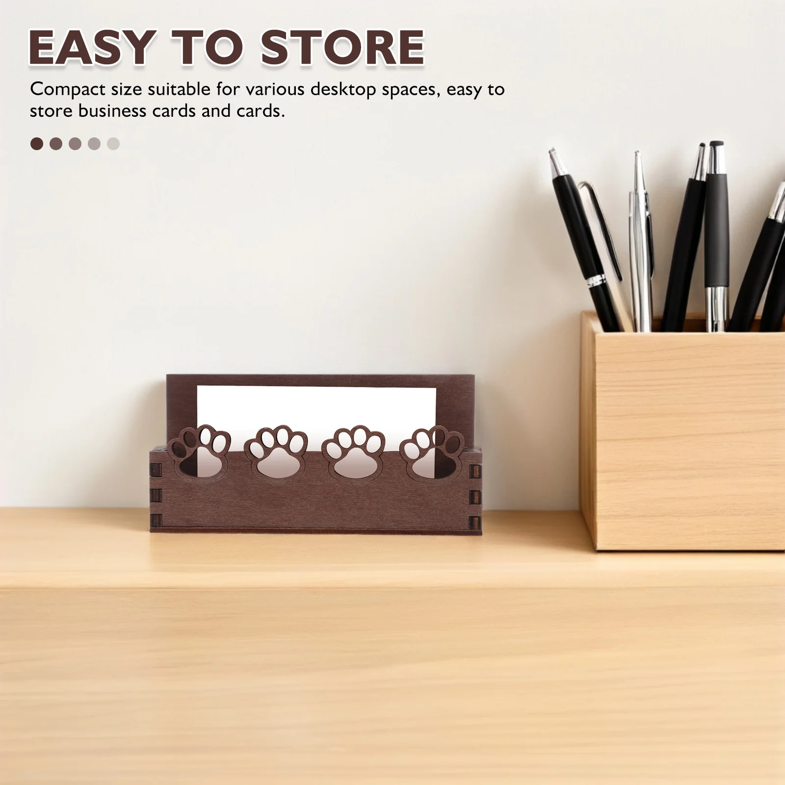 2 قطعة خشبية القط باو حامل بطاقة الأعمال ريفي منظم مكتب مكتب اسم بطاقة عرض موقف منظم سطح المكتب