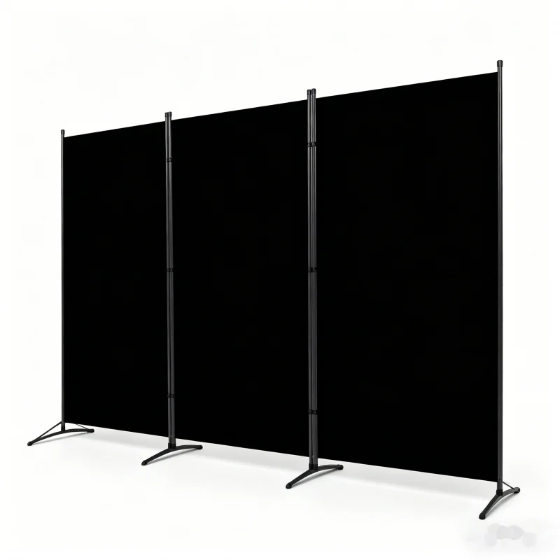 

Black Sliding Movable Partition Wall Foldable Office Divider Screen Panel Room Divider for Hotel Home Office Living Room Bedroom
