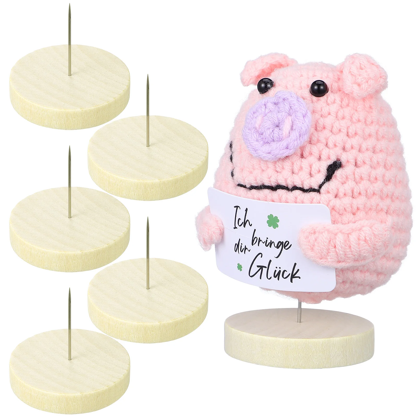 6 Sets of Wooden Base Needle Felting Display Stand for Showcasing Felt Animals Dolls Versatile Desktop Display Holder