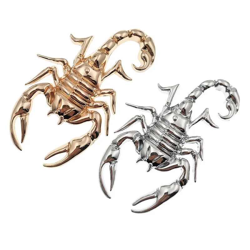 1pc Silver 3D Car Metal Scorpion Sticker for 3M Adhesive Badge Emblem logo Decal for Bmw Ford Skoda Hyundai Honda Toyota Kia