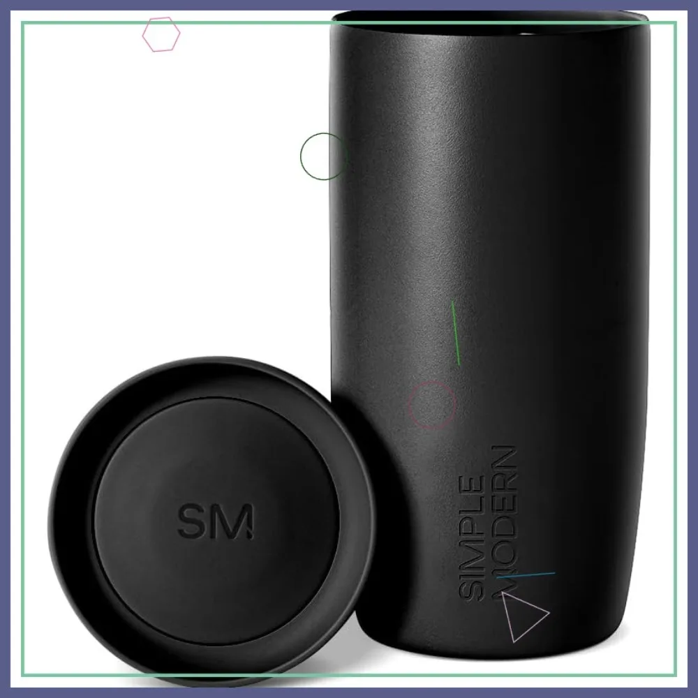 

Insulated Stainless Steel Travel Coffee Mug with 360° Lid, Ceramic-Lined for Hot/Cold Drinks, 16oz Midnight Black - Perfect Gift