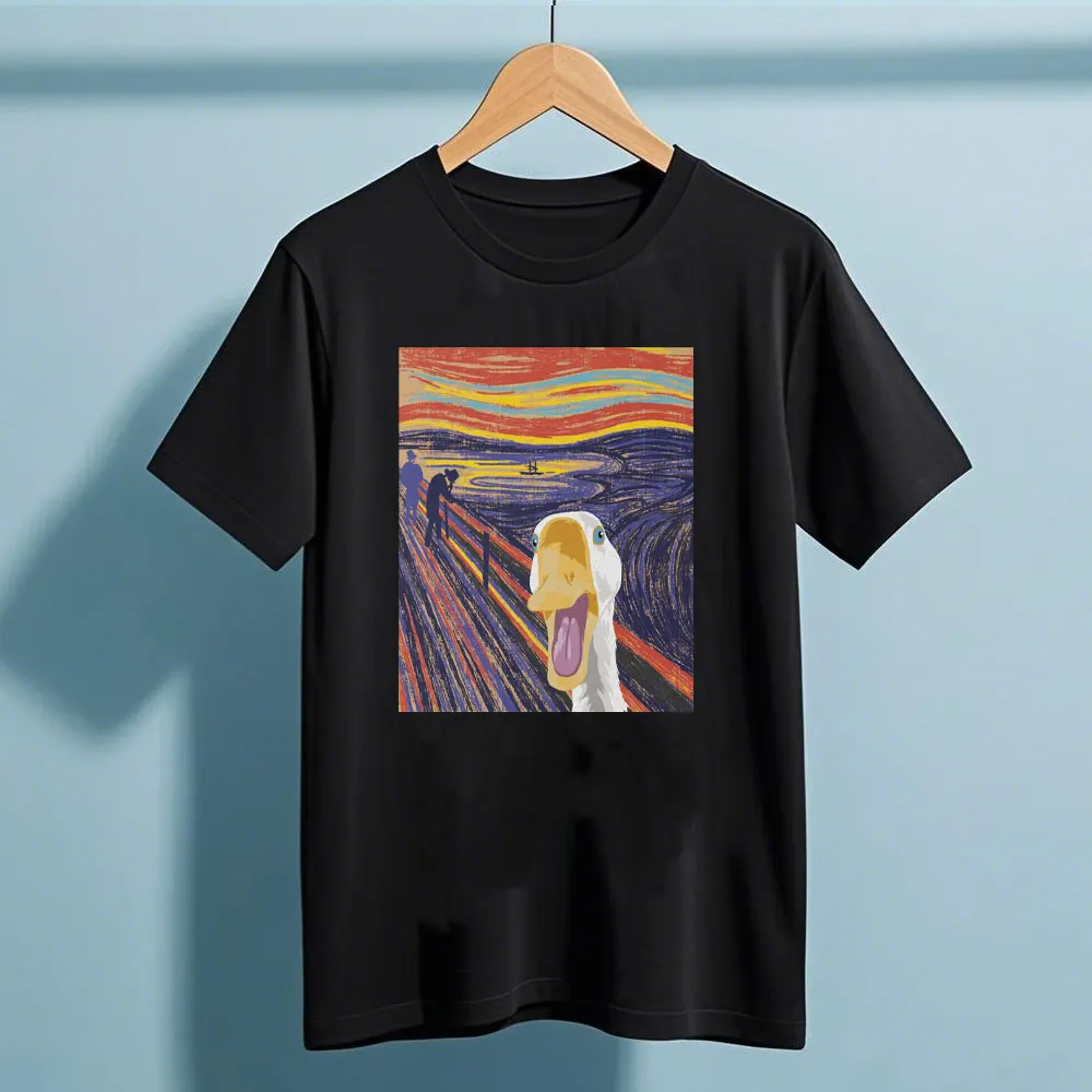 Untitled Goose Game Mischievous Goose Print T Shirt Unisex Adult Summer Cotton Crew Neck Humorous Retro Gaming Tee Top Men Women