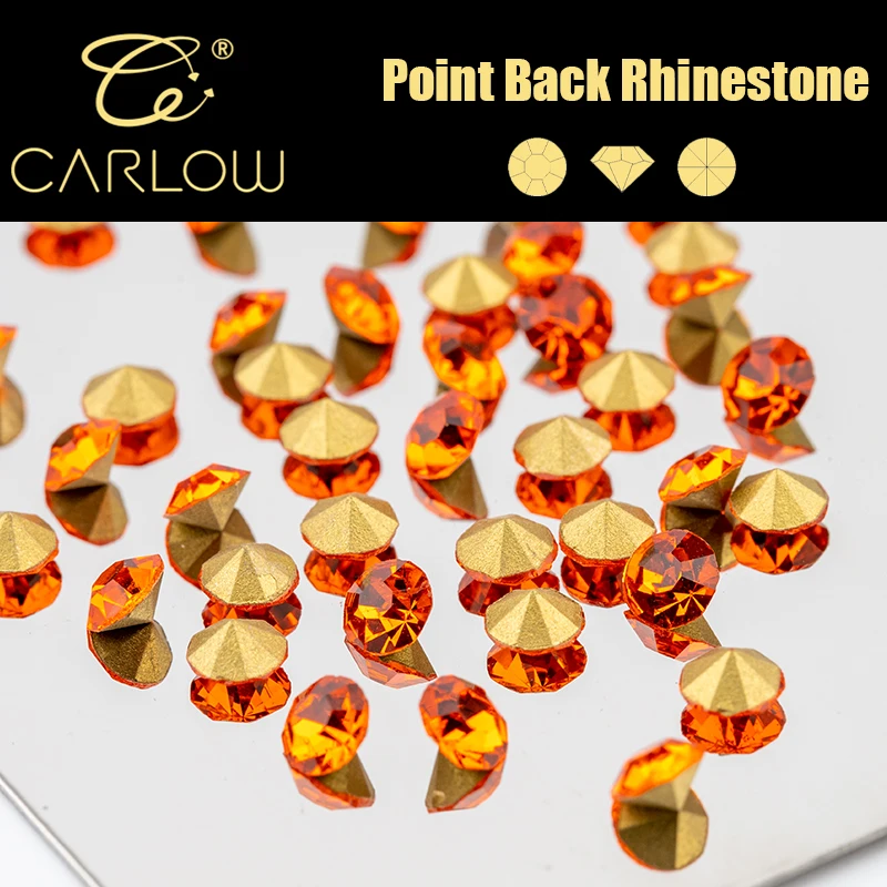 CARLOW Shiny ss6-ss20 Glass Pointback Rhinestones Multi-color Stones For DIY Nail Art Decoration