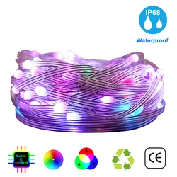 Dc5v ws2812b led string individualmente endereçável 3pin 5050 rgb luz de tira cor sonho inteligente decoração festa natal ip68