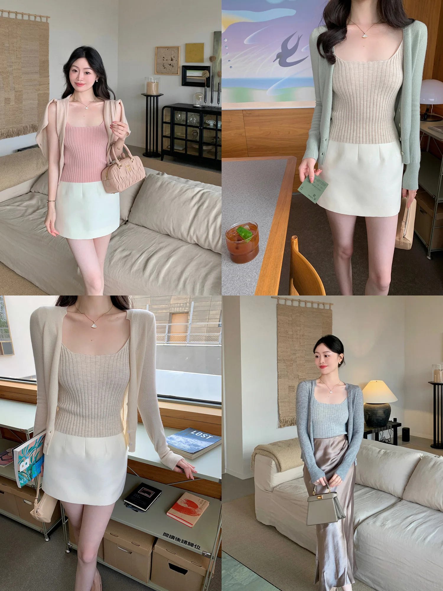 

Women's Knitted Wool Blend Sweater Vest Soft Sle Square Collar Inner Wear Versatile Top by Wang Han Yan Casual Everyday Wear