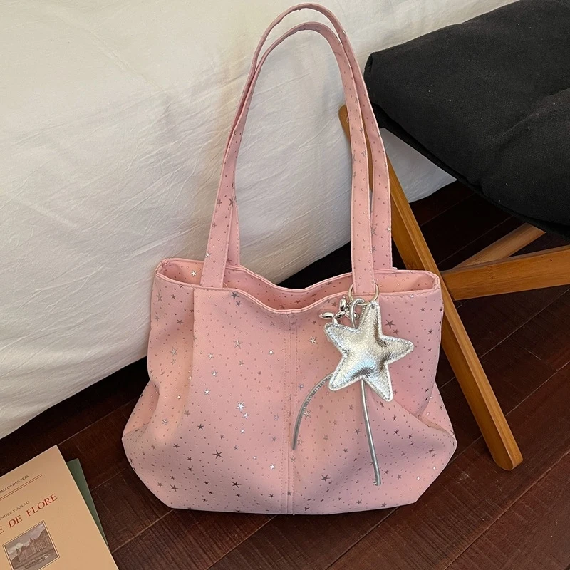 

Women's Large Capacity Tote Bag 2026 New Trendy Korean Style Fashion Ins Single Shoulder Bucket Bag Minimalist Versatile