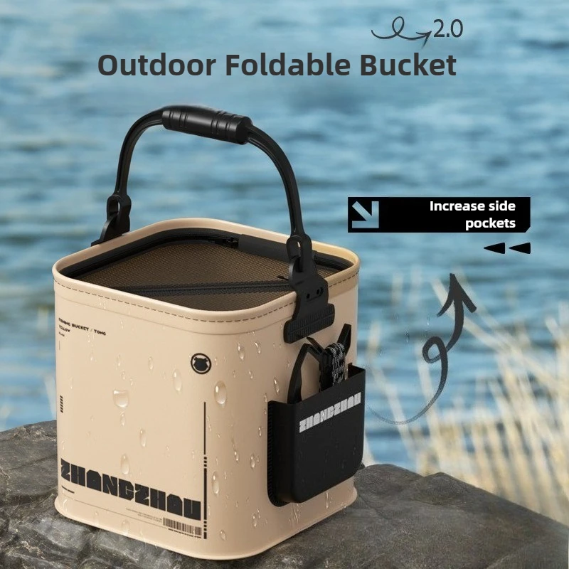 

8-34L Thickened EVA Large Capacity Foldable Fishing Bucket Portable Wear Resistant Multi Purpose Water Bucket for Camping Hiking