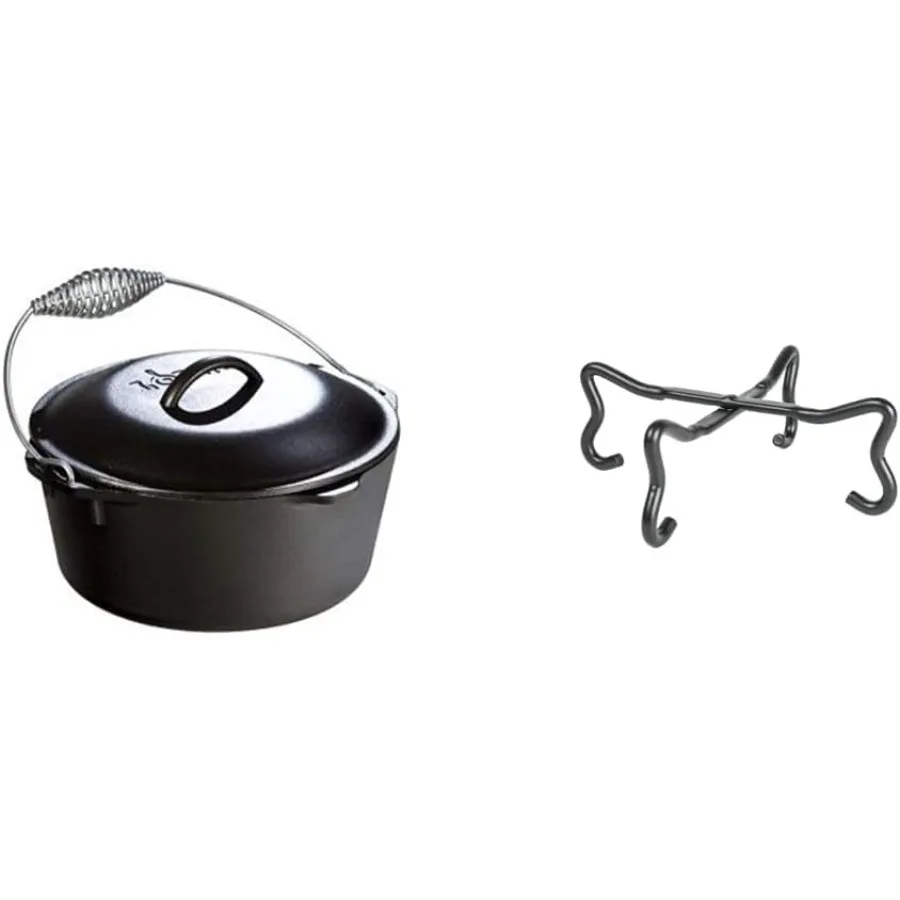 

Чугунная голландская духовка емкостью 5 литров с набором инструментов для приготовления пищи в таборе 4 в 1 для приготовления пищи на открытом воздухе, кемпинга, плиты и использования в помещении, прочный Ev