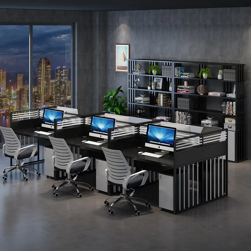 Simple and Modern Four-person Screen Card Seat, Office Card Slot, Double Artificial Position for Employees