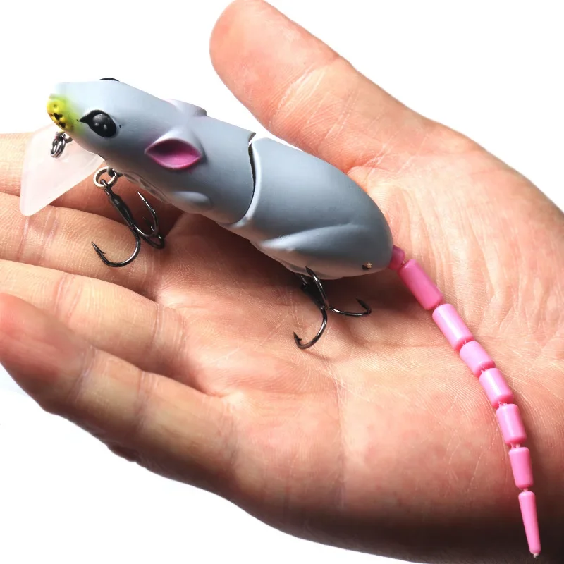 Plastic Mouse Fishing Lure With 3D Eyes Wagging Tail Slow Sinking Artificial Bait for pike bass Swimbaits minnow Floatingbaits