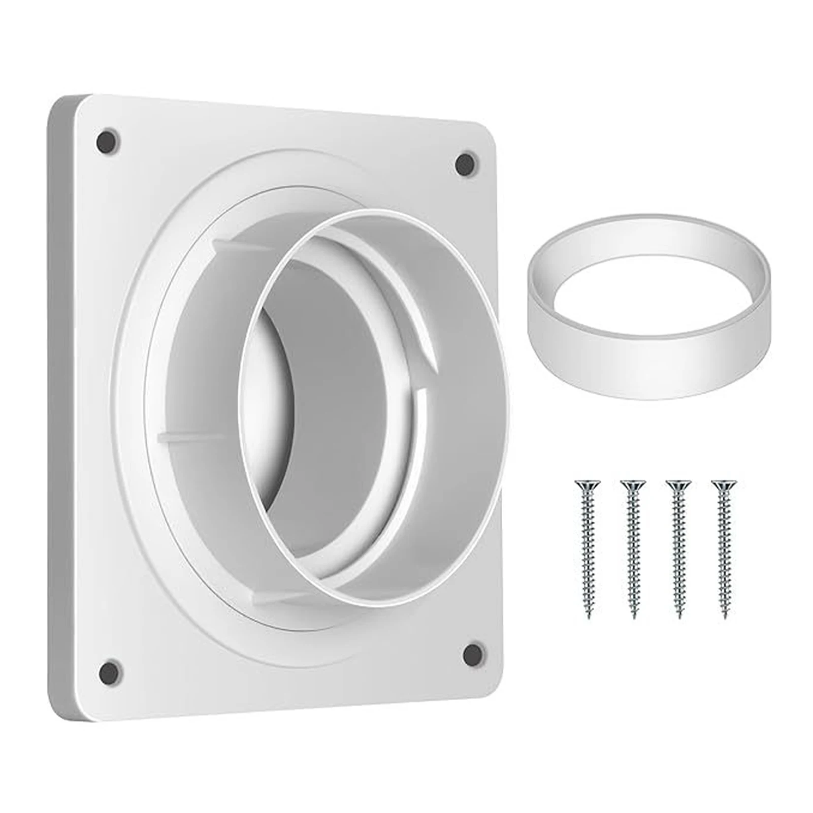 

7pcs Easy Install With Screws Bathroom Dryer Vent Connector Kit Plastic Wall Plate Home Duct For 4inch Hose Quick Connect