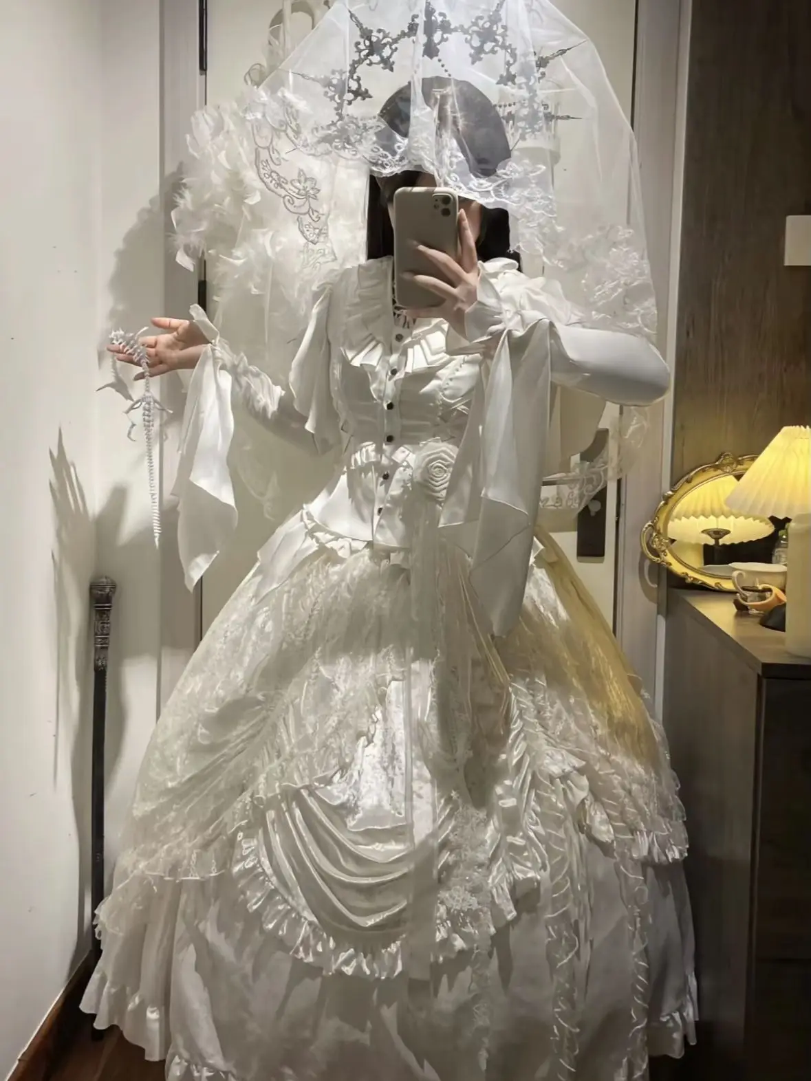 Gorgeous Gothic Prince Lolita  Elegant Vintage Versatile Tail Train Ouji Jirai Kei Blouse Y2K Irregular tops Dark Aesthetic