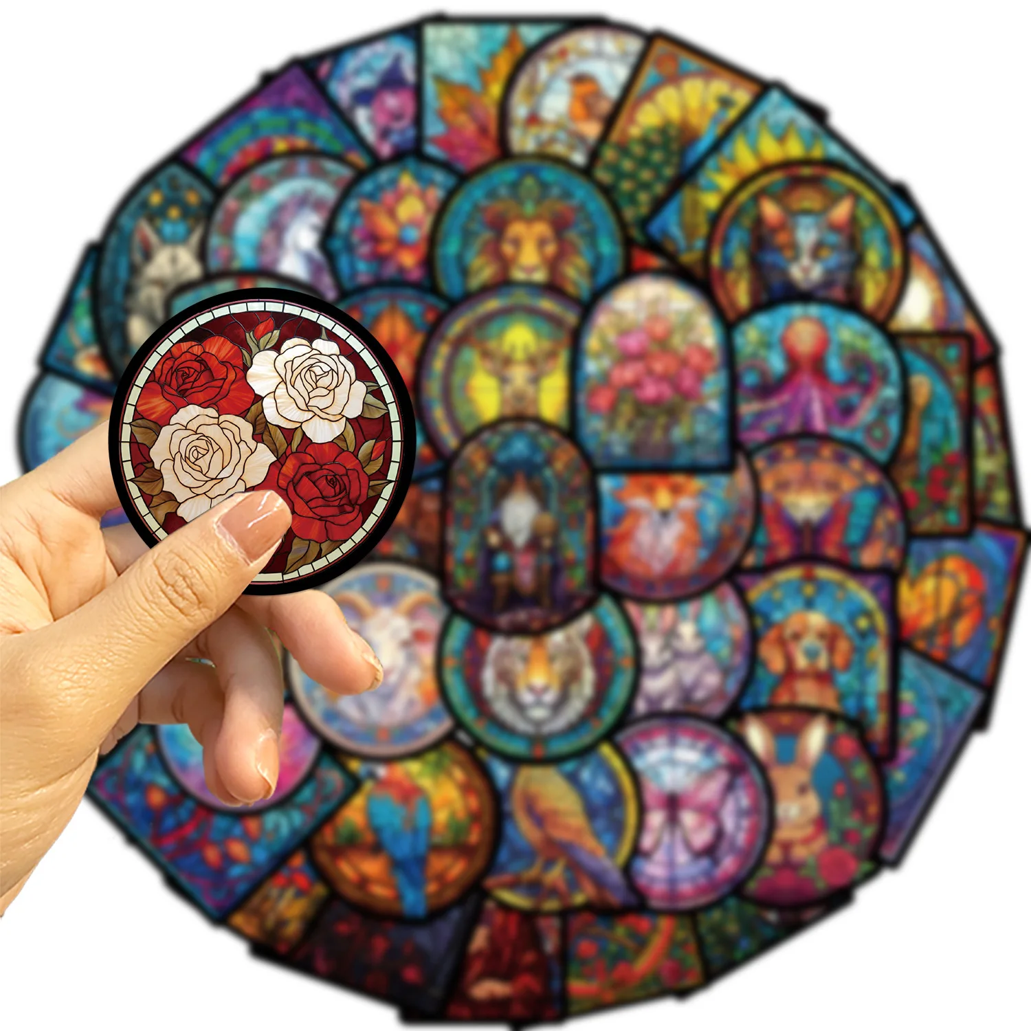 10/30/50PCS Elegant Stained Glass Style Art Graffiti Stickers for Water Cup Cell Phone Computer Notebook Stationery Luggage