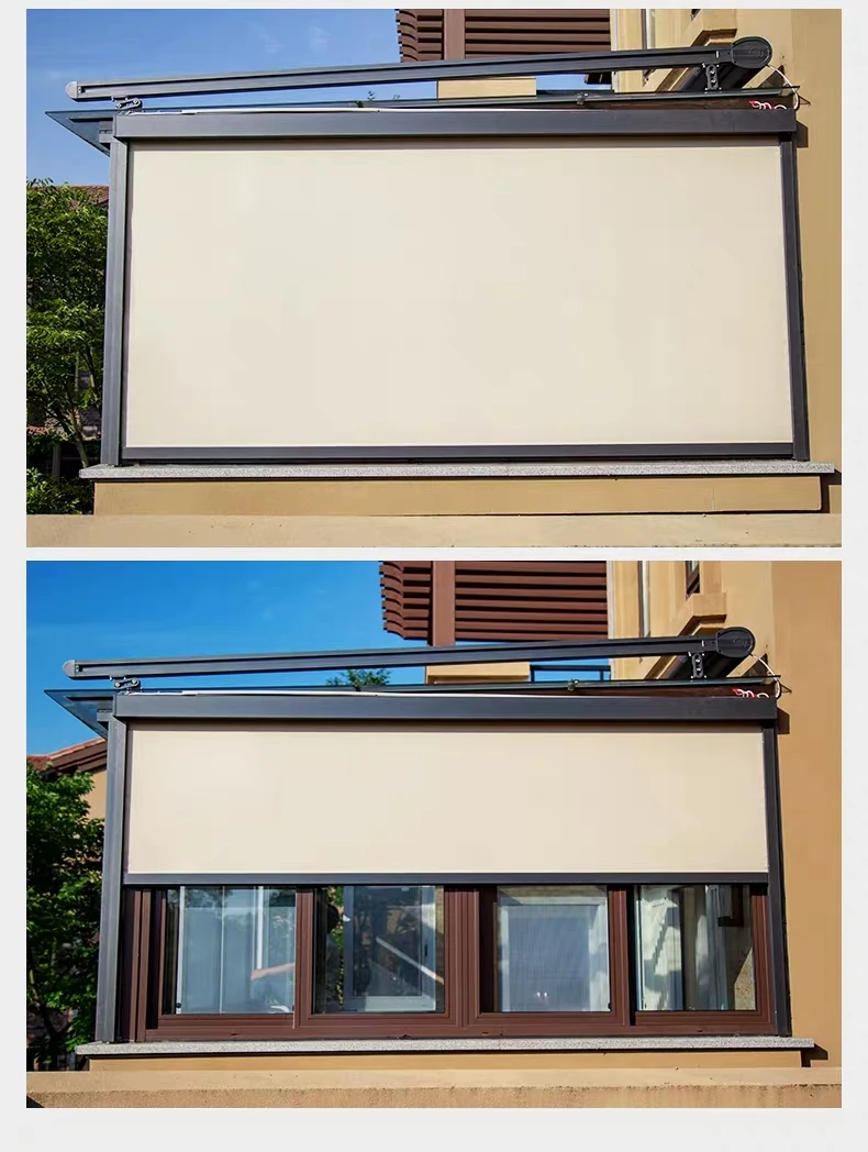 Outdoor Blinds Shade Motorized Windproof Outdoor Window Roller Zip Track Blinds