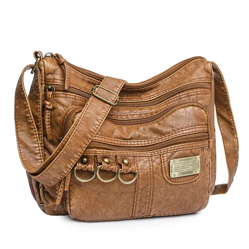 Motorcycle mom bag texture shopping washed leather single shoulder diagonal cross bag punk women's rivet bag tote bags