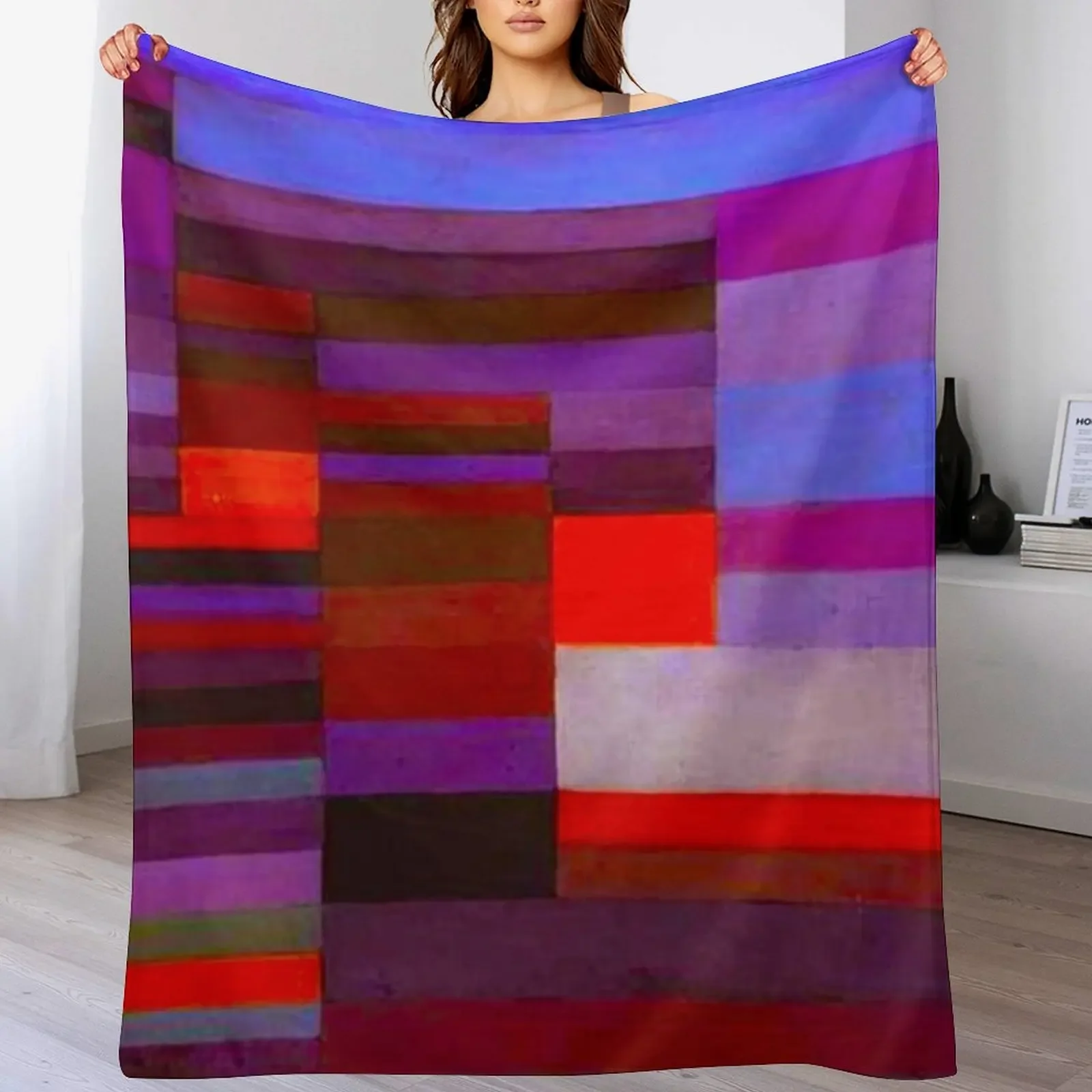 

Fire Evening 1929 by Paul Klee Throw Blanket Personalized Gift for winter Soft Plaid Plaid Blankets