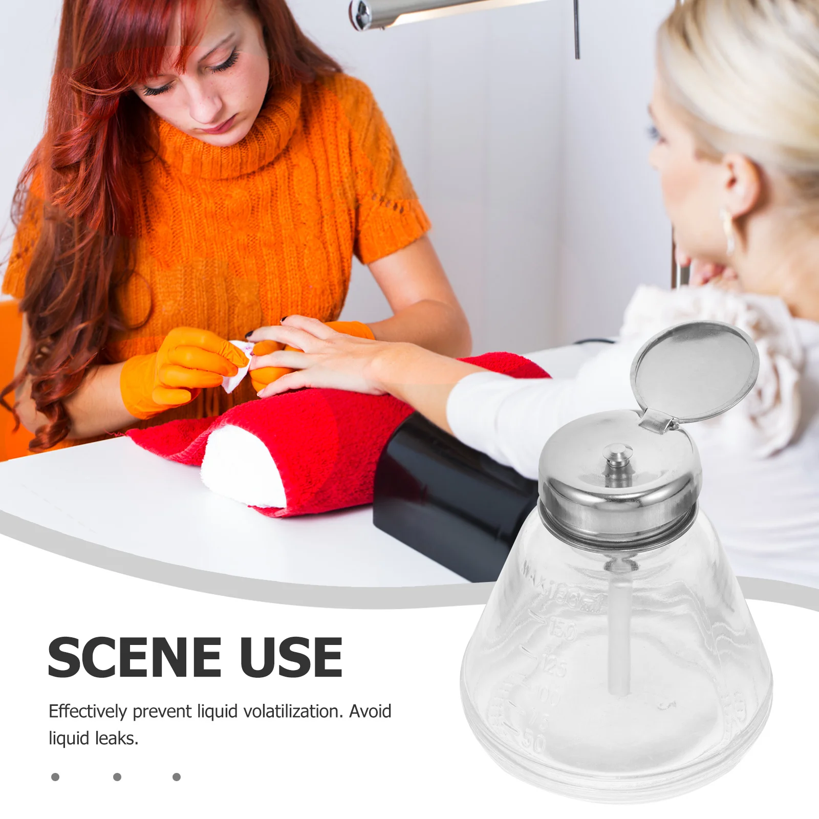 Przenośna butelka z pompką, szczelna, wielokrotnego użytku, do zmywacza do paznokci, alkoholu, kosmetyków, podróżna, trwała konstrukcja.