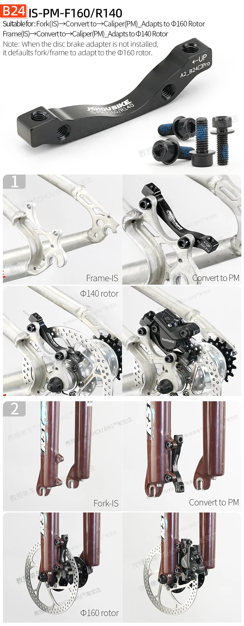 PM/IS MTB Scheibenbremse Mount Adapter 140mm 160mm 180mm 203mm Rotor Mountainbike Gabel Rahmen hinten Bremssattel Konverter Für Shimano – Detail 14
