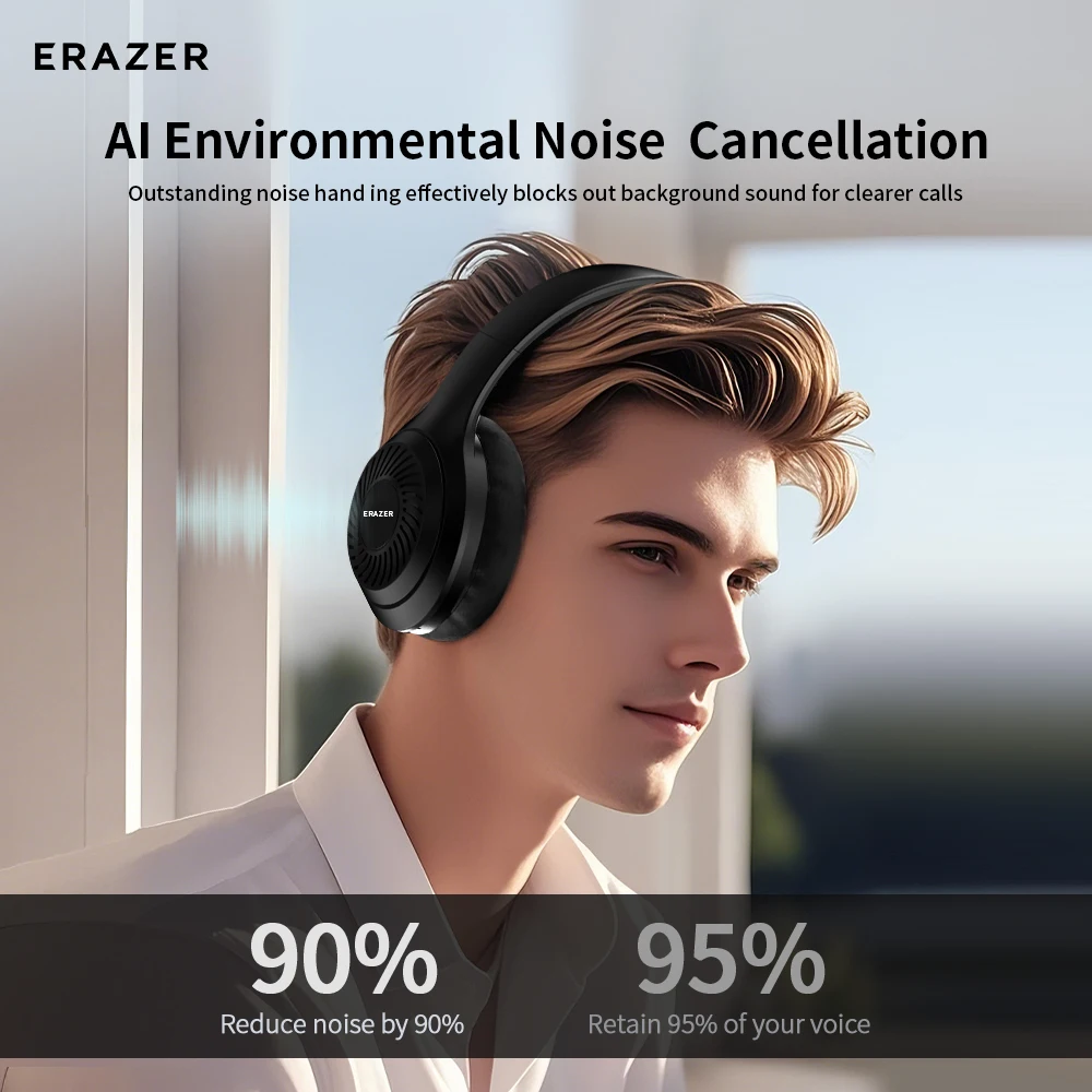ERAZER QT01 Bluetooth 5,4 Беспроводная гарнитура с шумоподавлением Стереозвук Легкий комфортный аккумулятор 8 часов для iOS Android Windows