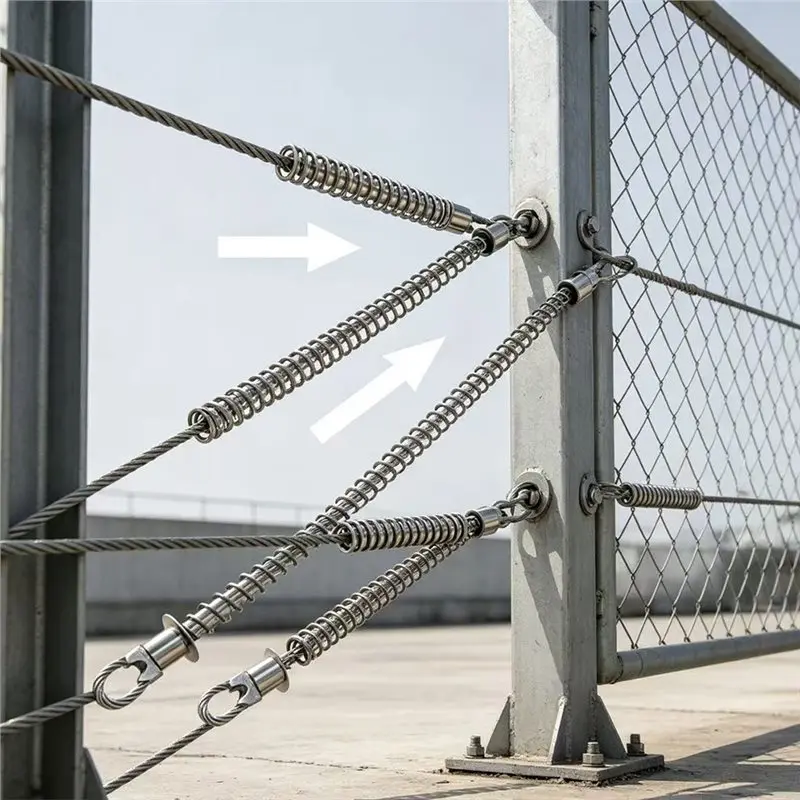 AB34-Fruit Tree Branch Pulling Shade Net Fencing Tensioning And Fixing Cable- Double-Headed Chain Spring Buffer Steel Wire Rope