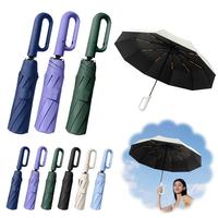 Ring Buckle Design 10 Rib Fully Automatic Umbrella For Men Small Compact  Folding Women's Sunshade Double Umbrella