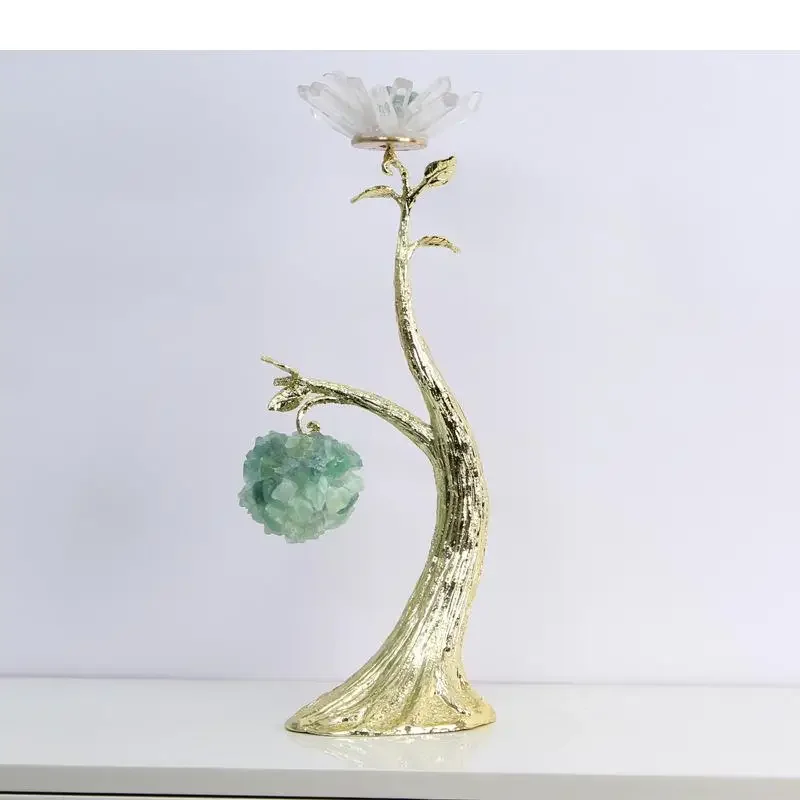 Metallic Crystal Ornaments Marble Base Tree Ornament Sculpture Home Decoration Accessories Crafts Statue Figurines Miniatures