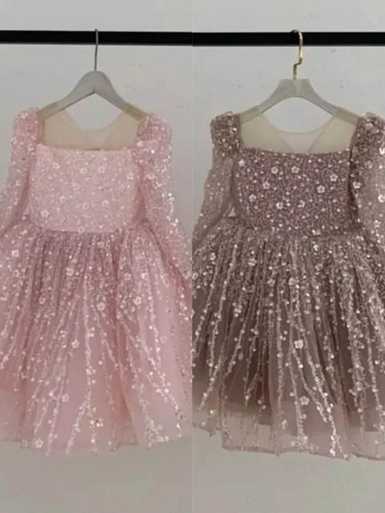 Vestido de noite infantil de lantejoulas princesa, festa de aniversário das meninas, batismo, casamento, boutique infantil