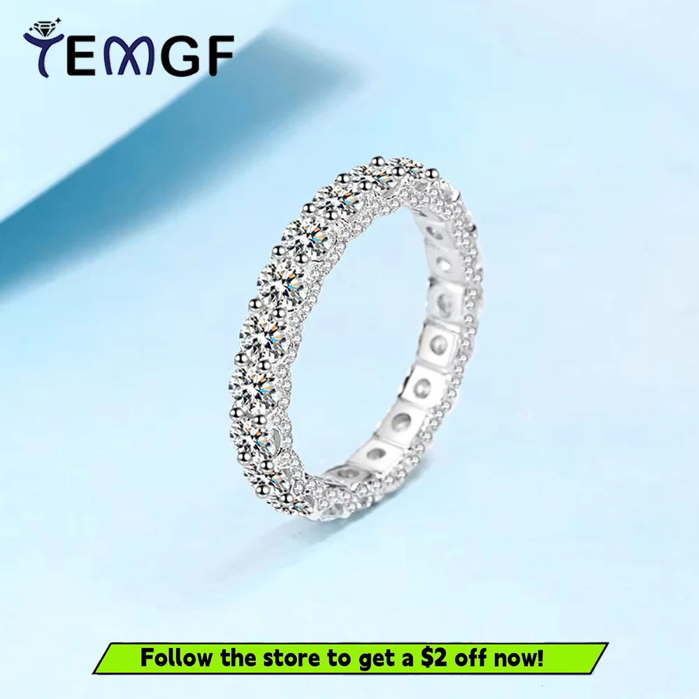 

TEMGF Moissanite Ring Full Circle Inlay GRA Certification 925 Sterling Sliver for Woman Fashion Sparkling Luxury Fine Jewelry