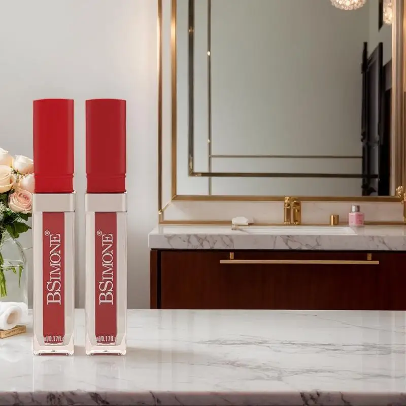 【WHB】BSIMONE 매트 립글로스 리퀴드 립스틱- 롱래스팅 방수, 성인용, 레드톤, 발색 용이
