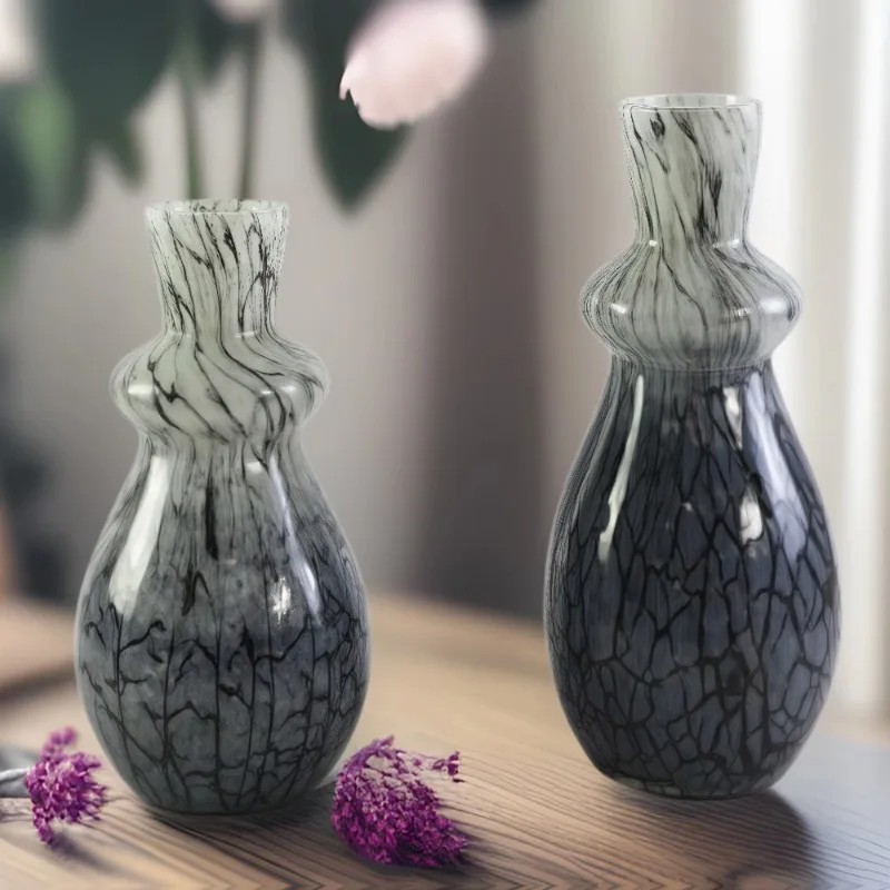 Medieval style gradual change color matching glass vase living room dining table hydroponic retro flower ware simple light luxur