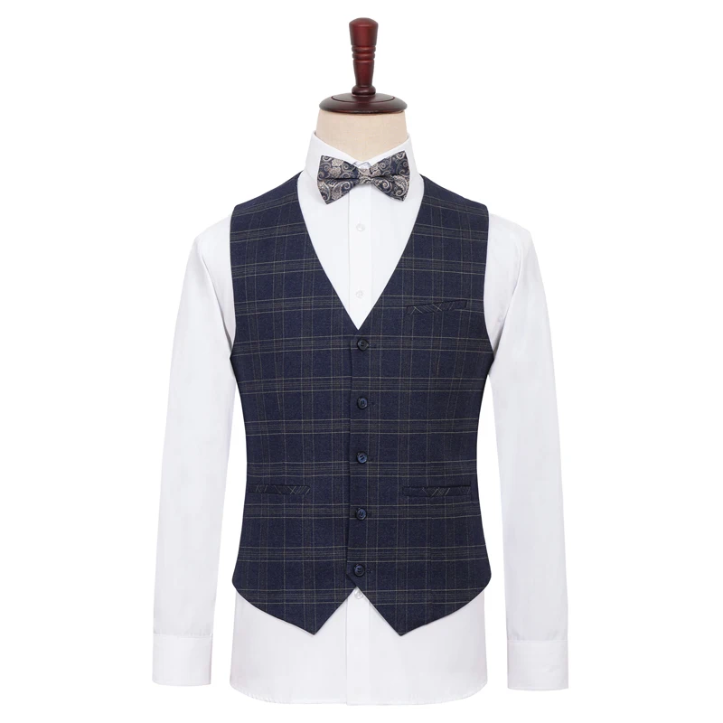 Plaid Men's Suit Vest，sleeveless Jacket with Pockets，fitted Single-breasted，Single Vest，stage Costume，high-quality Wedding Art