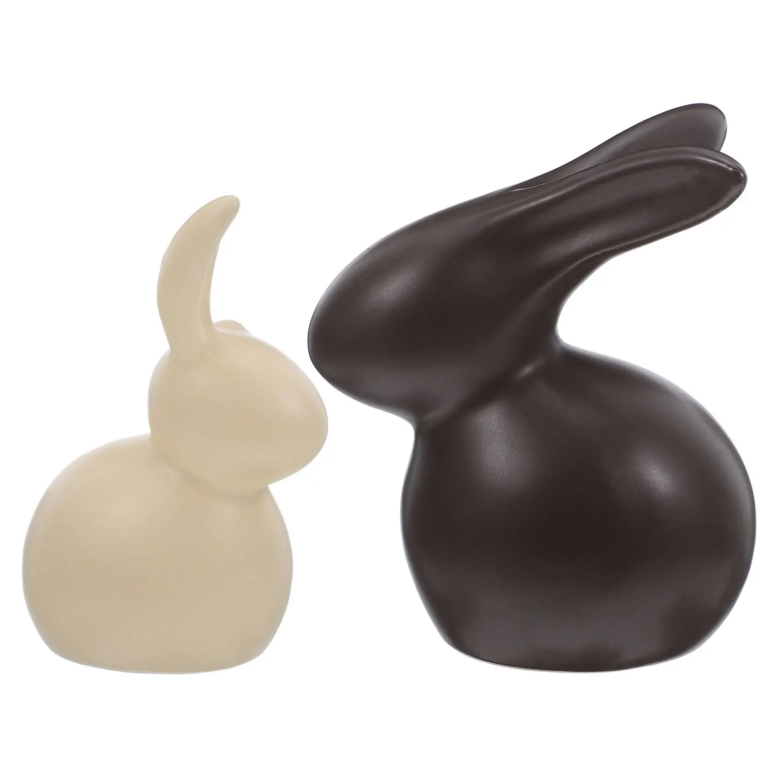 

2Pcs Ceramic Bunny Sculpture Porcelain Decorative Animal Statues for Home Desktop Living Room Figurines Ornament